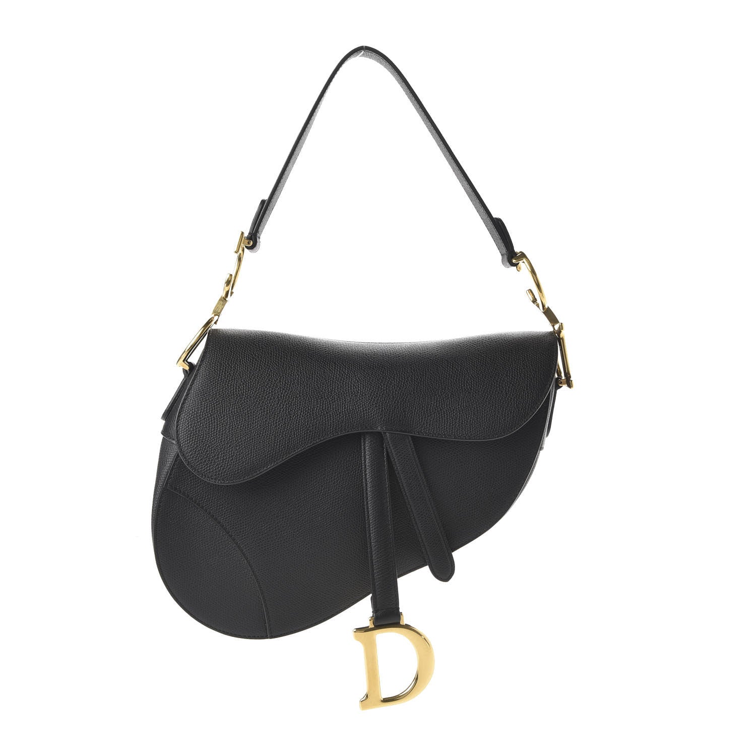 Christian Dior Grained Calfskin Saddle Bag Black 1 of 11