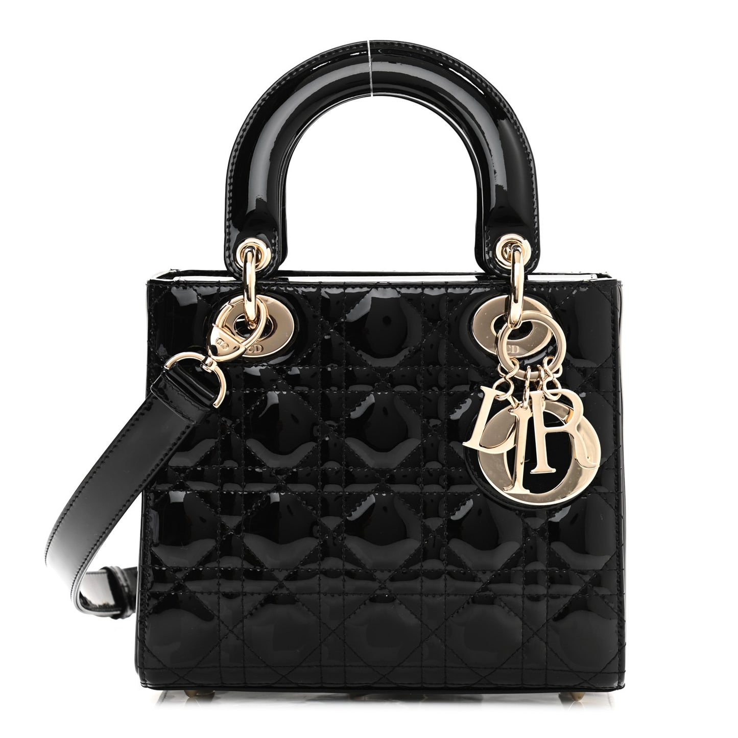 Patent Cannage Small Lady Dior Black