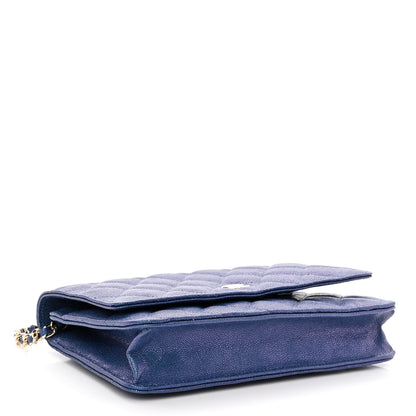 Chanel Iridescent Caviar Quilted Wallet on Chain WOC Dark Blue 4 of 12
