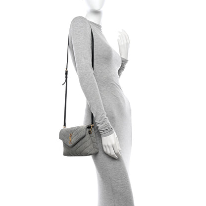 Saint Laurent Denim Y Quilted Monogram Toy Loulou Crossbody Bag Grey 2 of 11