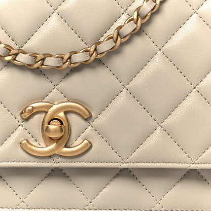 Chanel Lambskin Quilted CC Wallet on Chain WOC Light Beige 9 of 12
