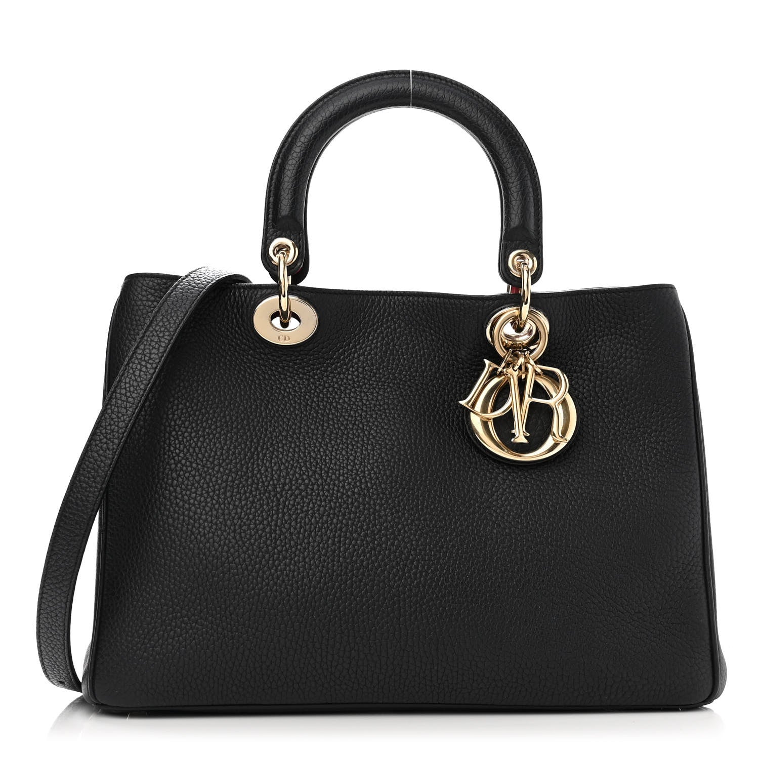 Christian Dior Bullcalf Medium Diorissimo Tote Black Rose Indien 3 of 13