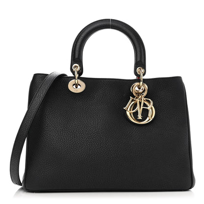 Christian Dior Bullcalf Medium Diorissimo Tote Black Rose Indien 3 of 13