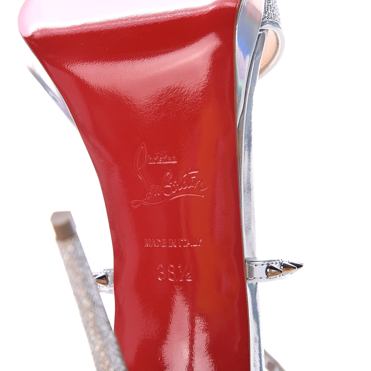 Christian Louboutin Lurex Specchio Choca Lux 120 Sandals 38.5 Silver 8 of 9