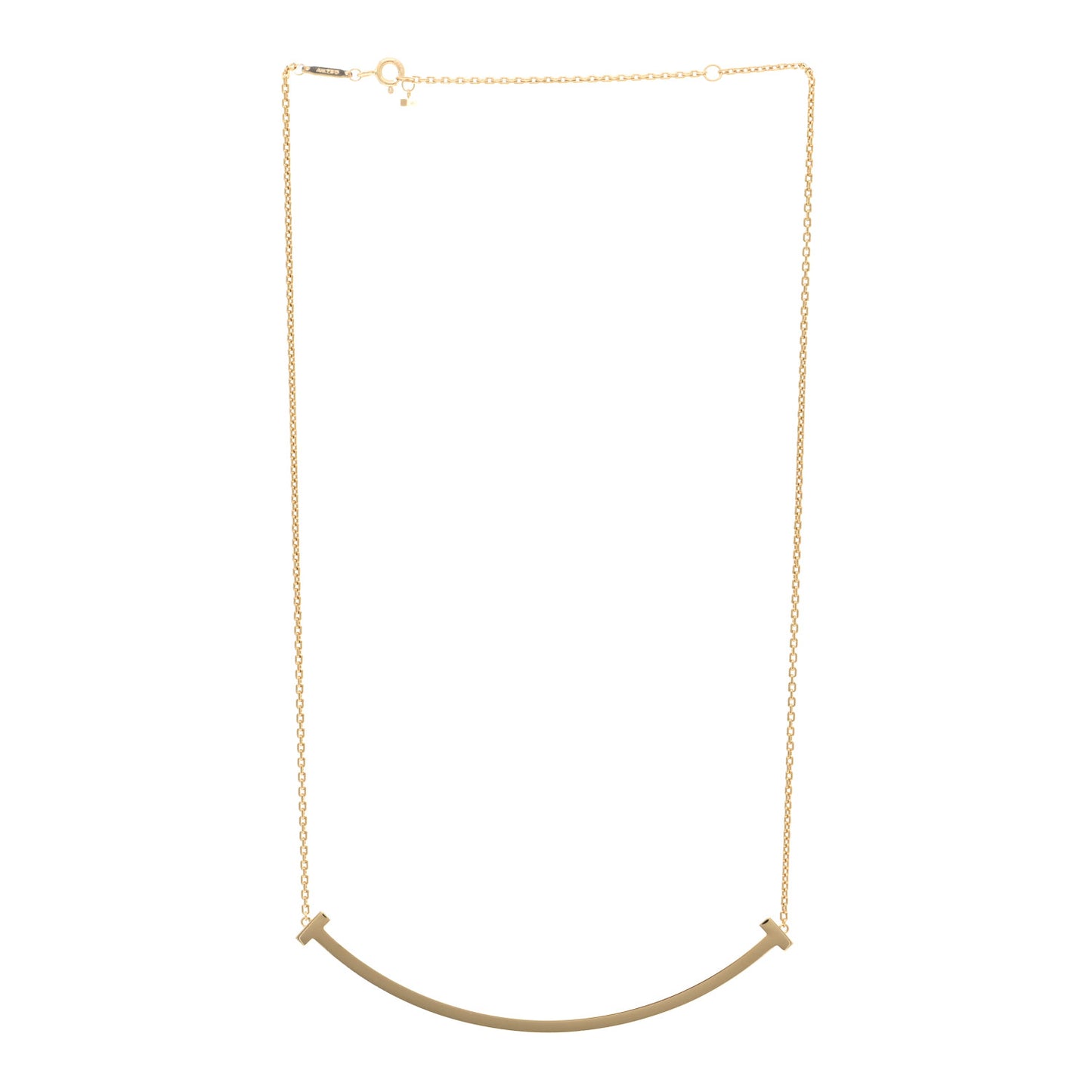 18K Yellow Gold Extra Large T Smile Pendant Necklace