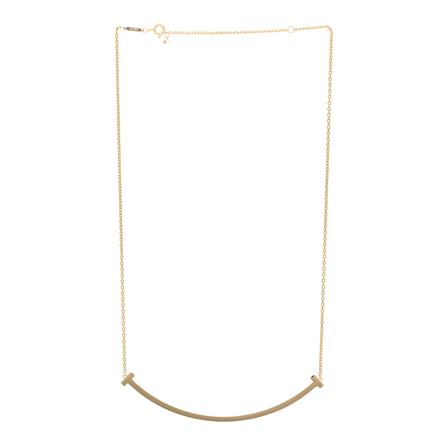 Tiffany 18K Yellow Gold Extra Large T Smile Pendant Necklace 3 of 4