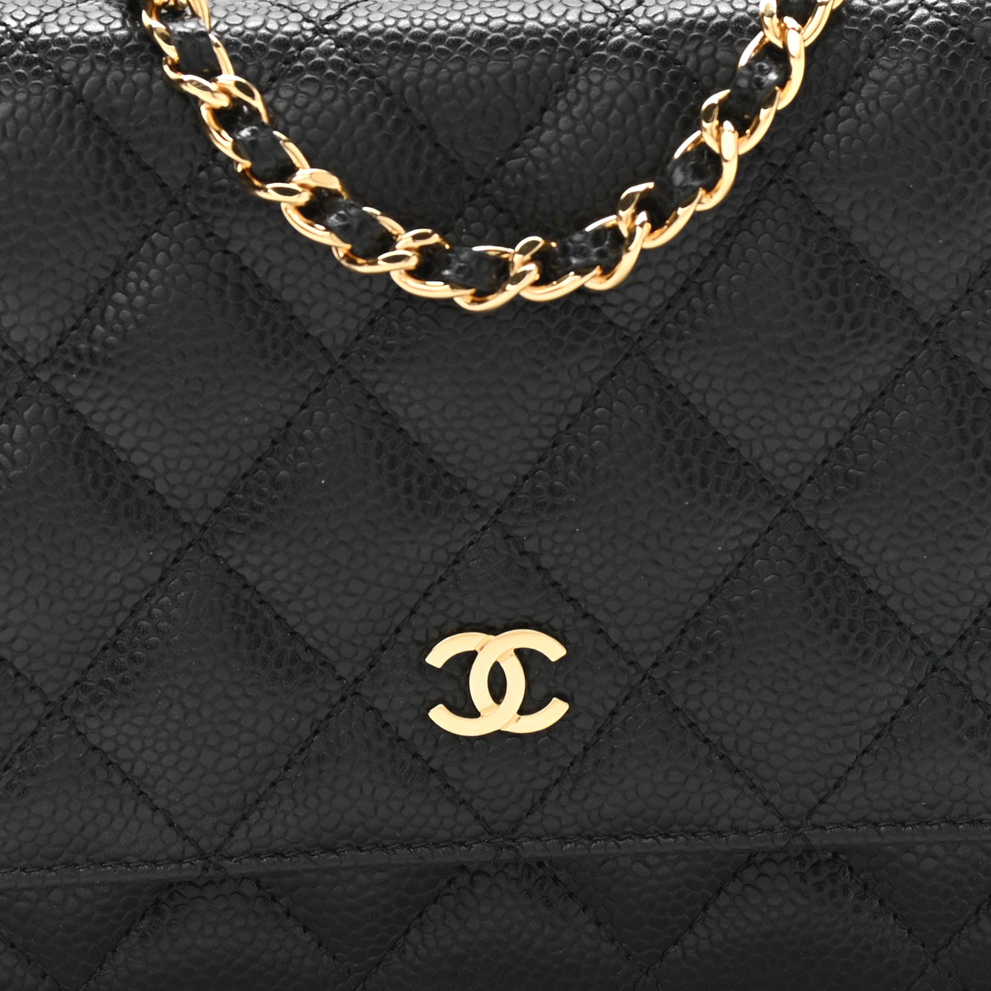 Caviar Quilted Wallet On Chain WOC Black