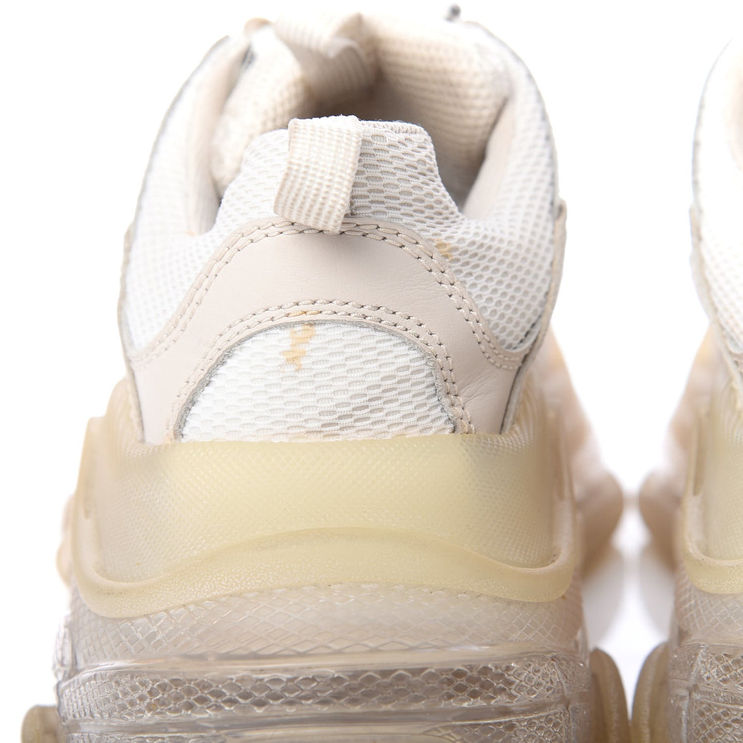 Fabric Mesh Clear Sole Womens Triple S Sneakers 39 White