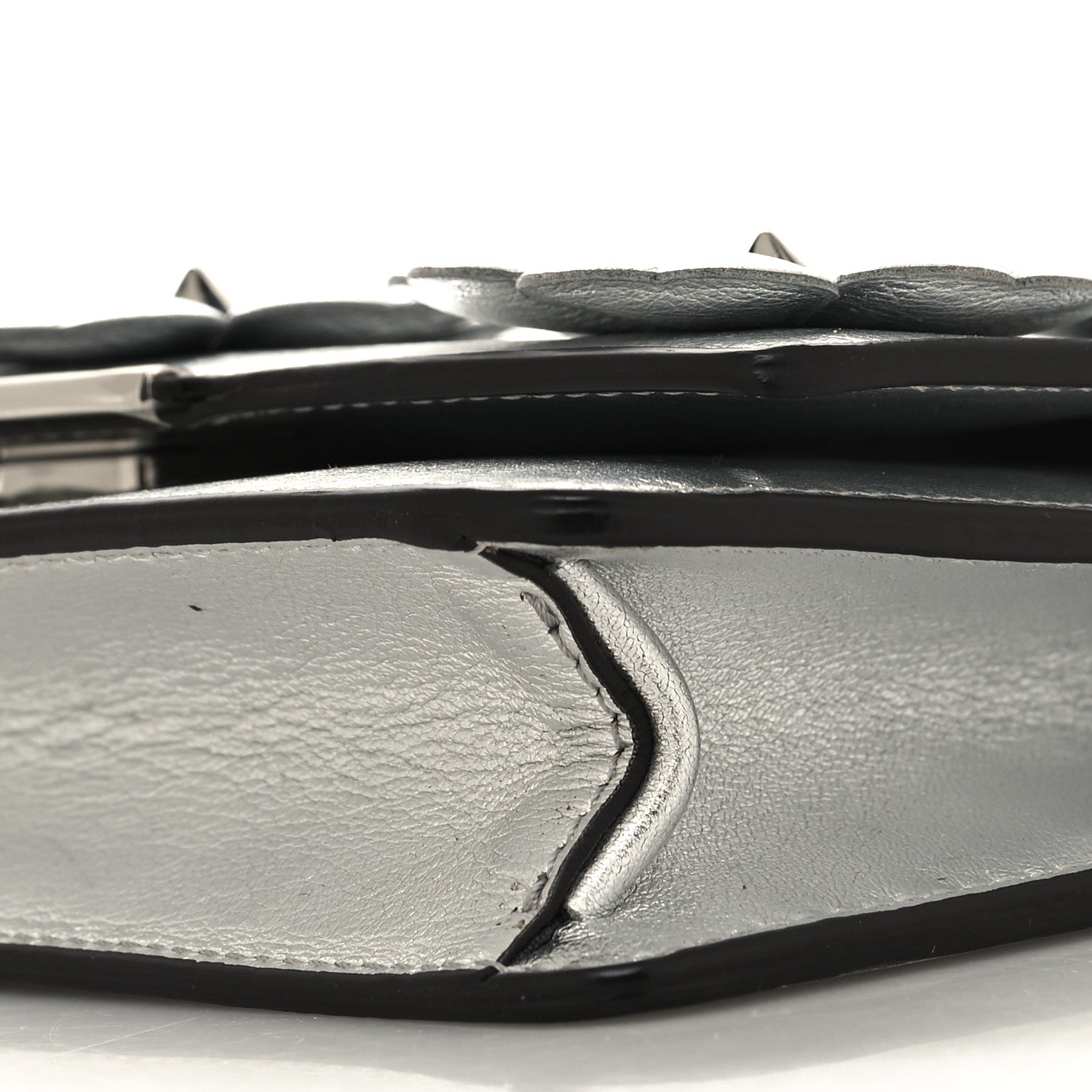 Fendi Vitello Catalan Mirror Flowerland Tube Wallet On Chain Argento 10 of 11