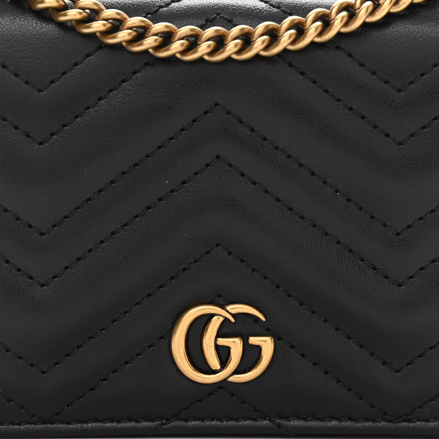 Calfskin Matelasse GG Marmont Mini Wallet On Chain Black