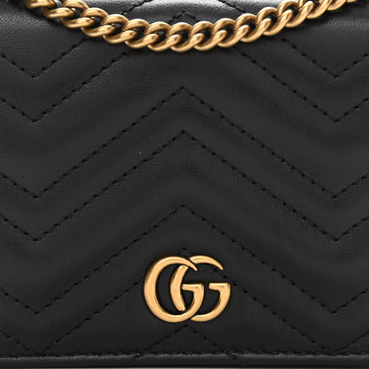 Gucci Calfskin Matelasse GG Marmont Mini Wallet On Chain Black 8 of 11