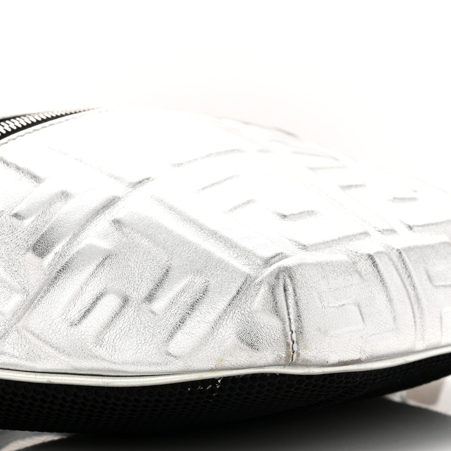 Vitello Catalan Mirror FF 1974 Embossed Belt Bag Argento