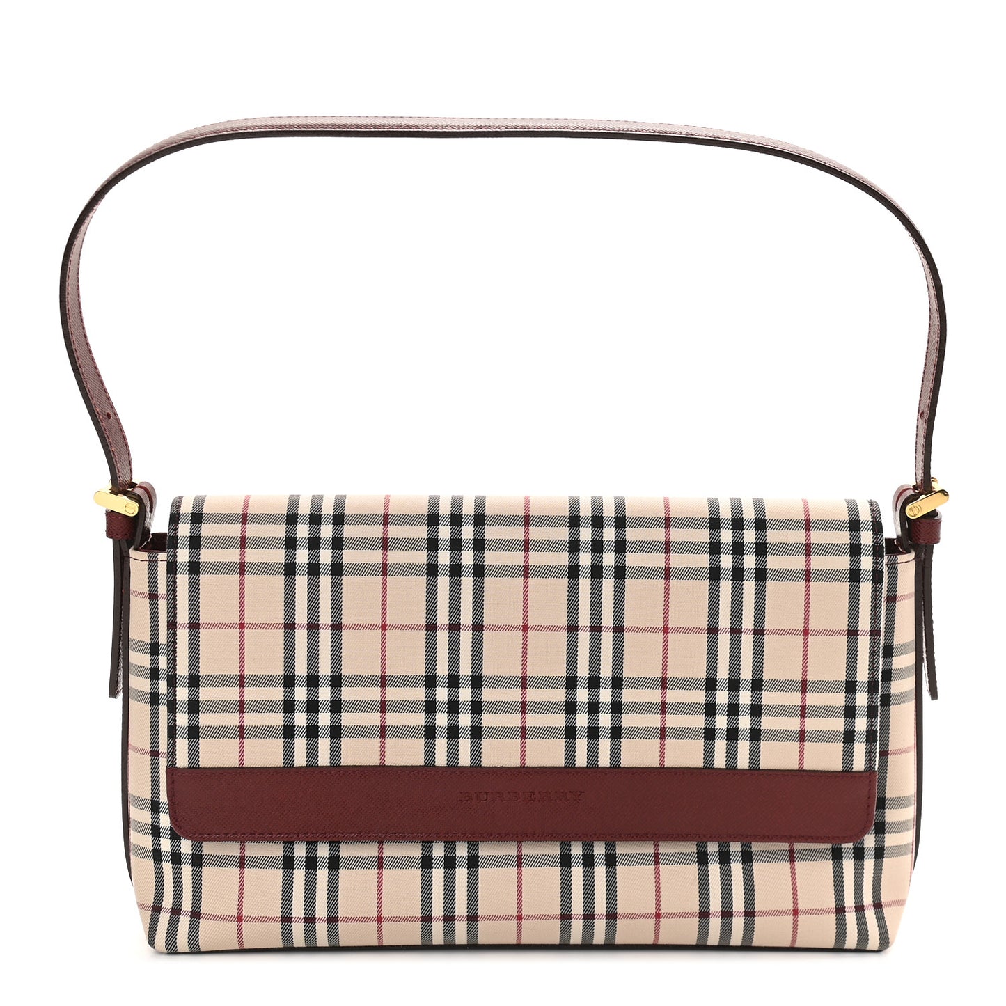 House Check Flap Bag Burgundy