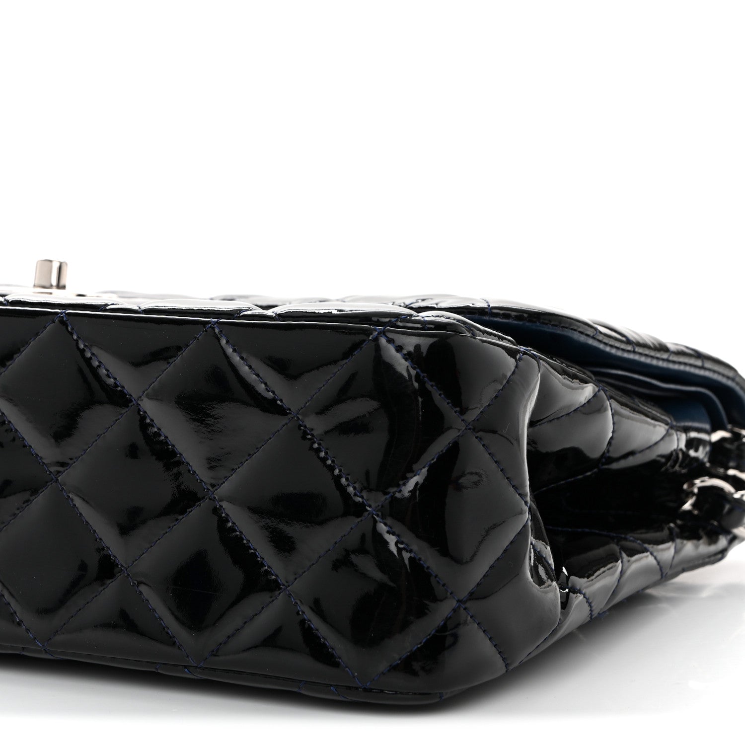 Chanel Patent Quilted Jumbo Double Flap Dark Blue 10 of 10