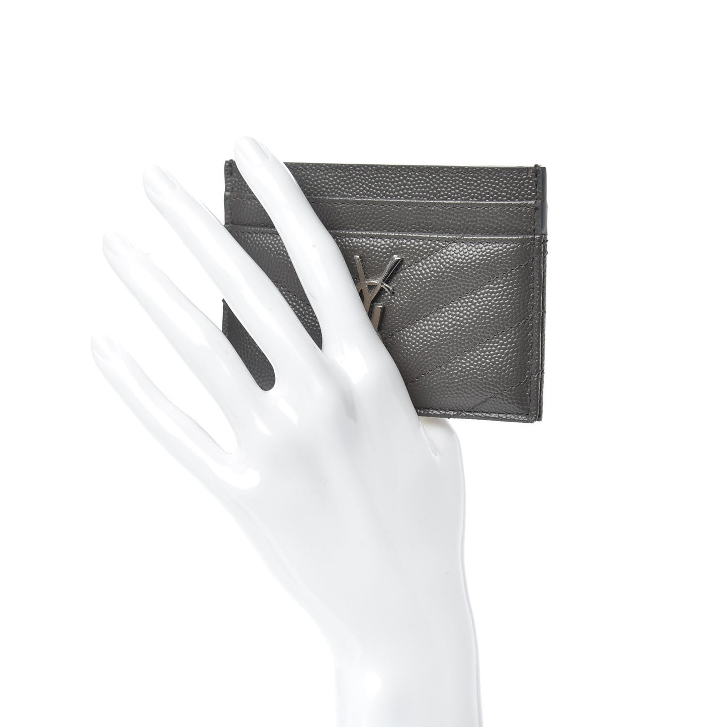 Grain De Poudre Matelasse Chevron Monogram Credit Card Case Coal