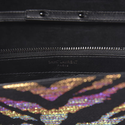 Saint Laurent Tiger Burnout Monogram Chain Wallet Multicolor 6 of 10