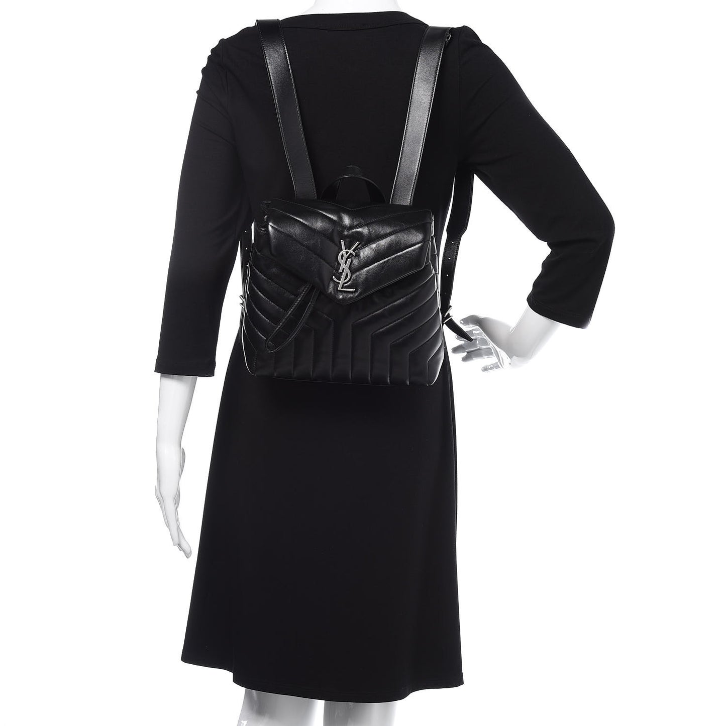 Calfskin Y Quilted Monogram Small Loulou Backpack Black