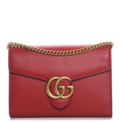 Gucci Calfskin GG Marmont Chain Wallet Vulcanic Red 1 of 7