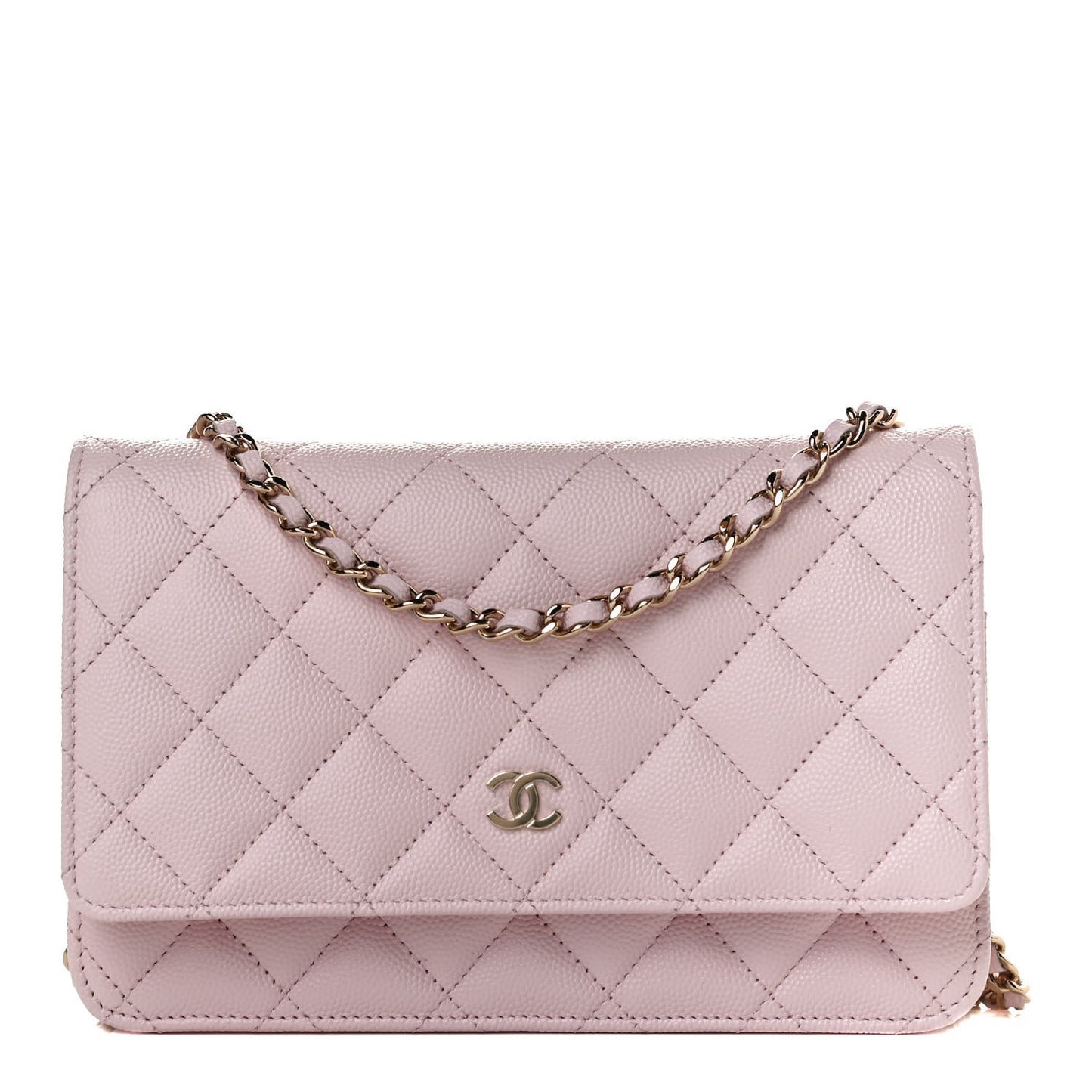 Caviar Quilted Wallet On Chain WOC Light Pink