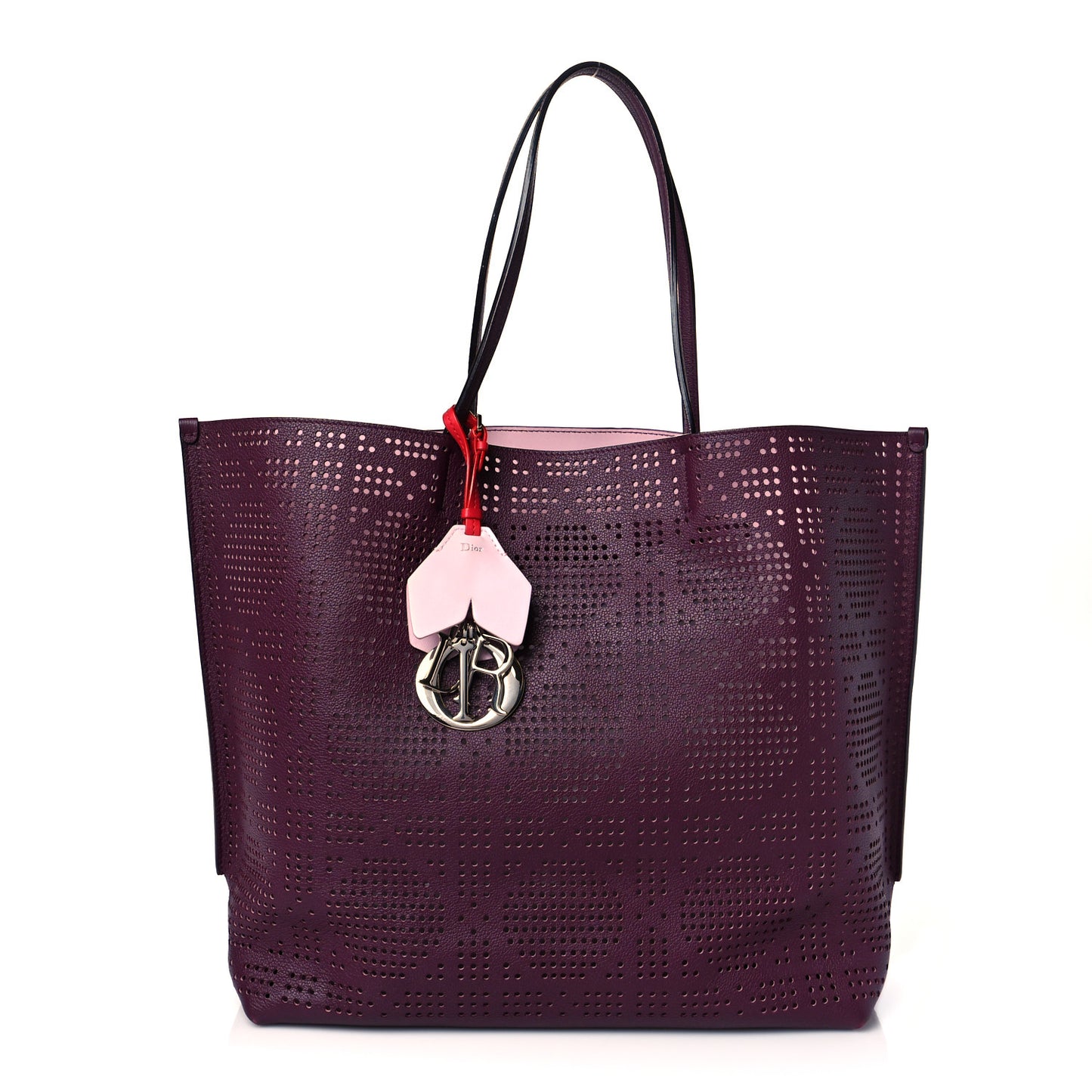 Calfskin Perforated Cannage Dioriva Tote Purple Multicolor