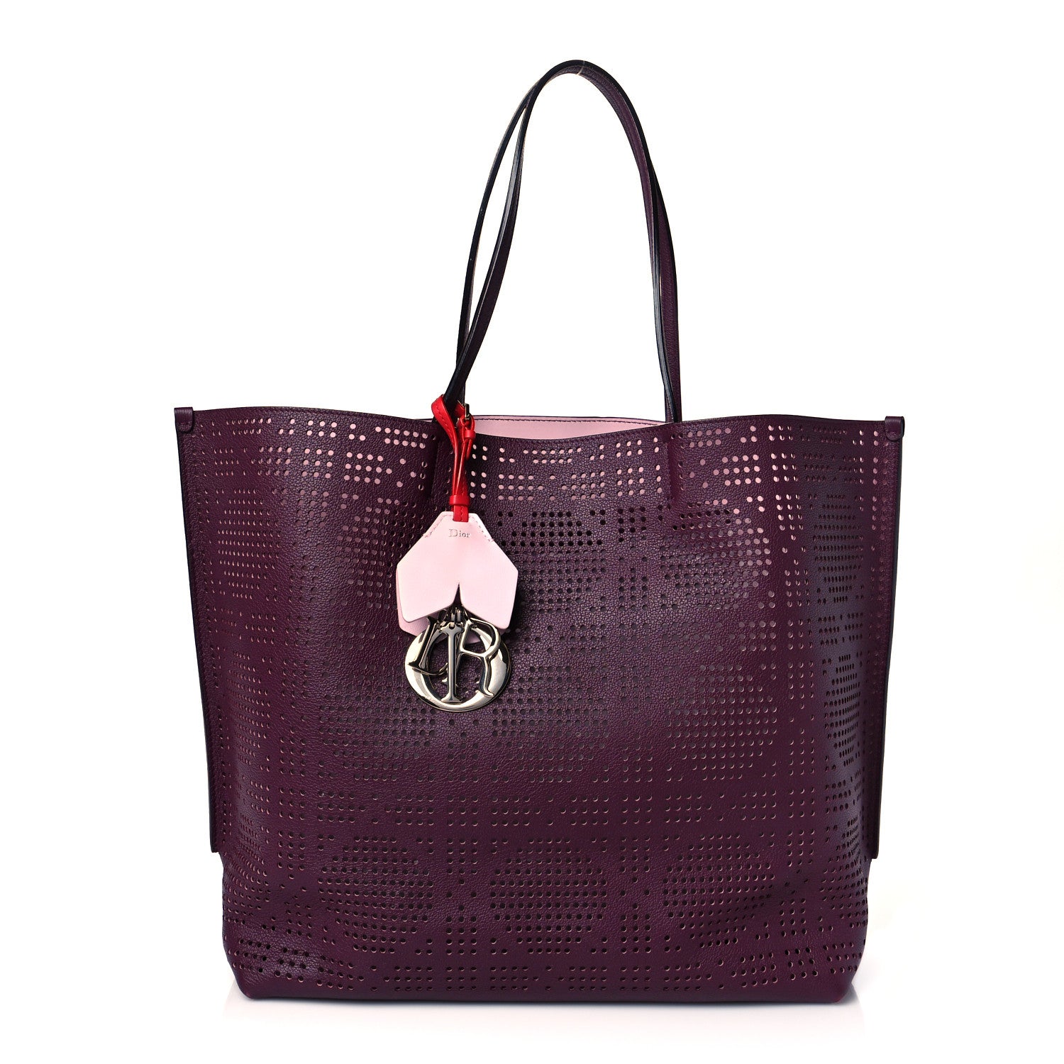 Christian Dior Calfskin Perforated Cannage Dioriva Tote Purple Multicolor 1 of 8
