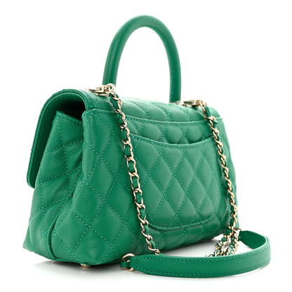 Chanel Caviar Quilted Mini Coco Handle Flap Green 3 of 11