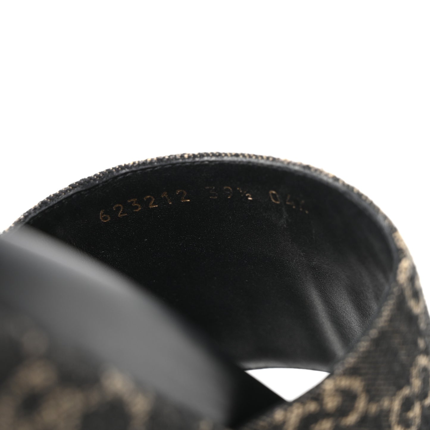 Jacquard Black Denim GG Monogram Angelina Platform 55mm Slide Sandals 39.5 Black Ivory