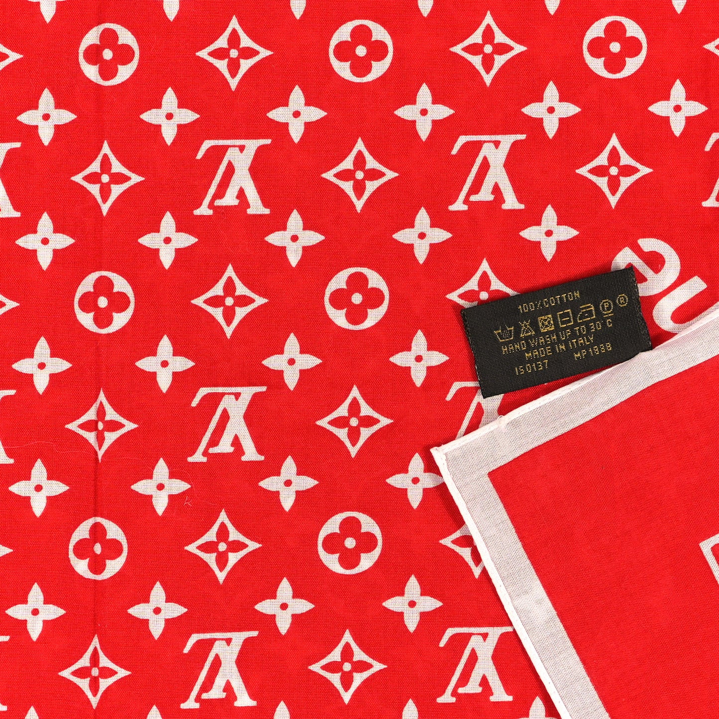 X SUPREME Cotton Monogram Bandana Scarf Red