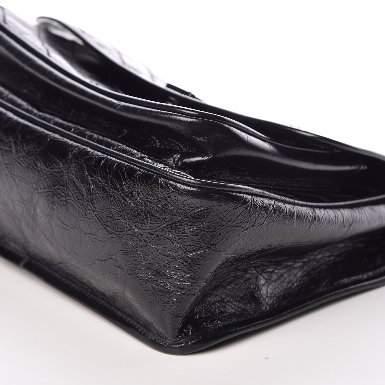 Saint Laurent Crinkled Calfskin Matelasse Monogram Medium Niki Chain Satchel Black 10 of 12