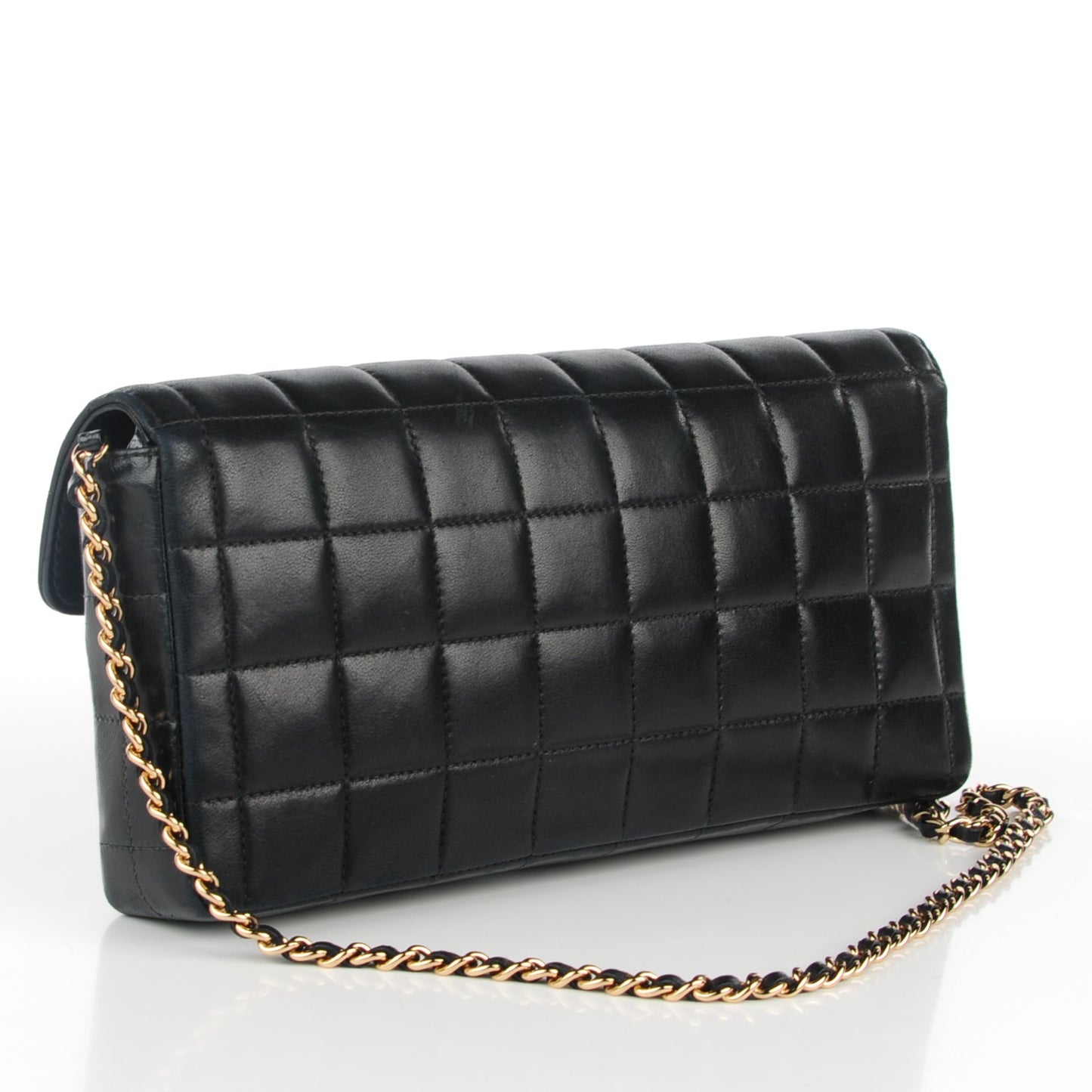 Lambskin Quilted East West Chocolate Bar Flap Black