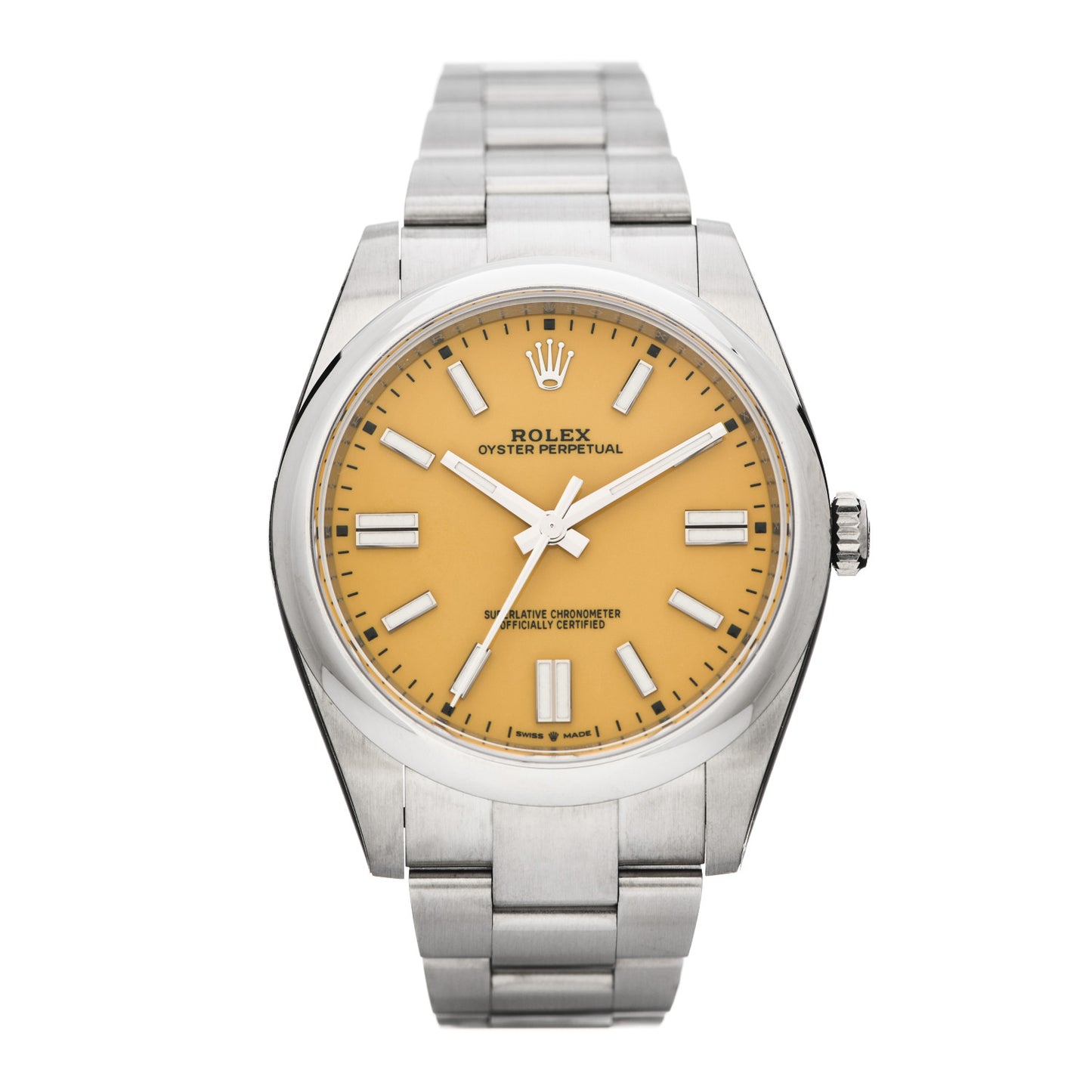 Stainless Steel 41mm Oyster Perpetual Watch Yellow 124300