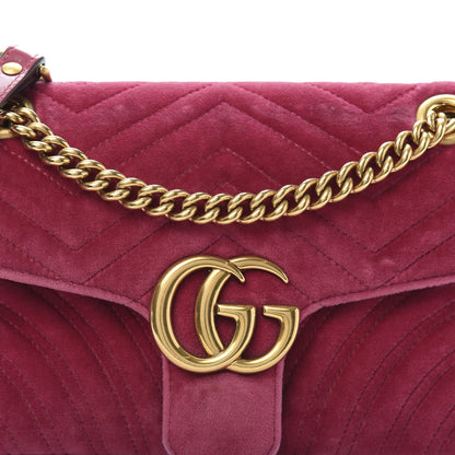 Gucci Velvet Matelasse Small GG Marmont Shoulder Bag Light Raspberry Rose 14 of 14