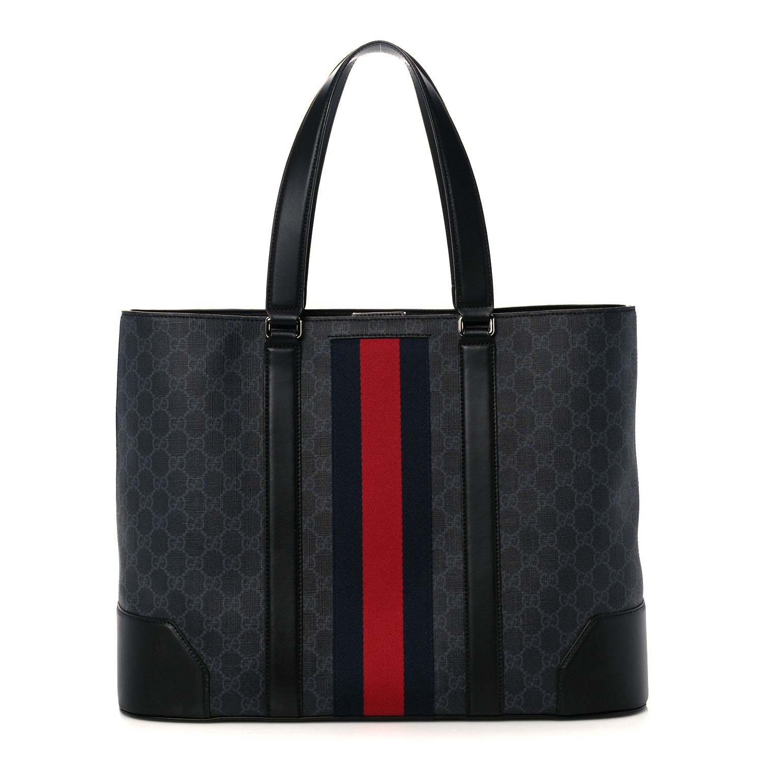 Gucci GG Supreme Monogram Web Tote Black Grey 1 of 11