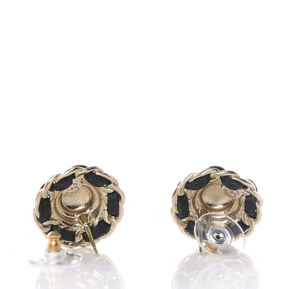 Chanel Crystal Lambskin Chain Around CC Earrings Gold Black 3 of 5