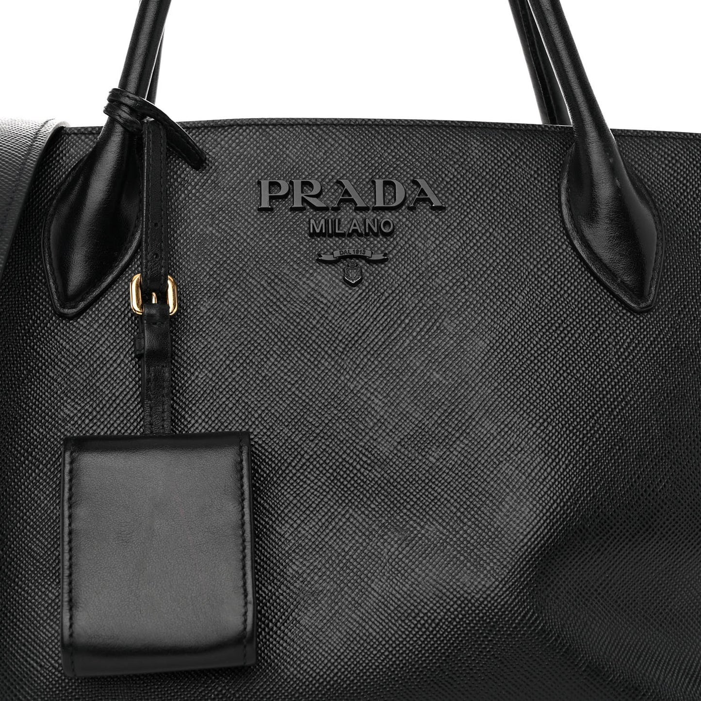 Saffiano Cuir Calfskin Medium Monochrome Top Handle Tote Black