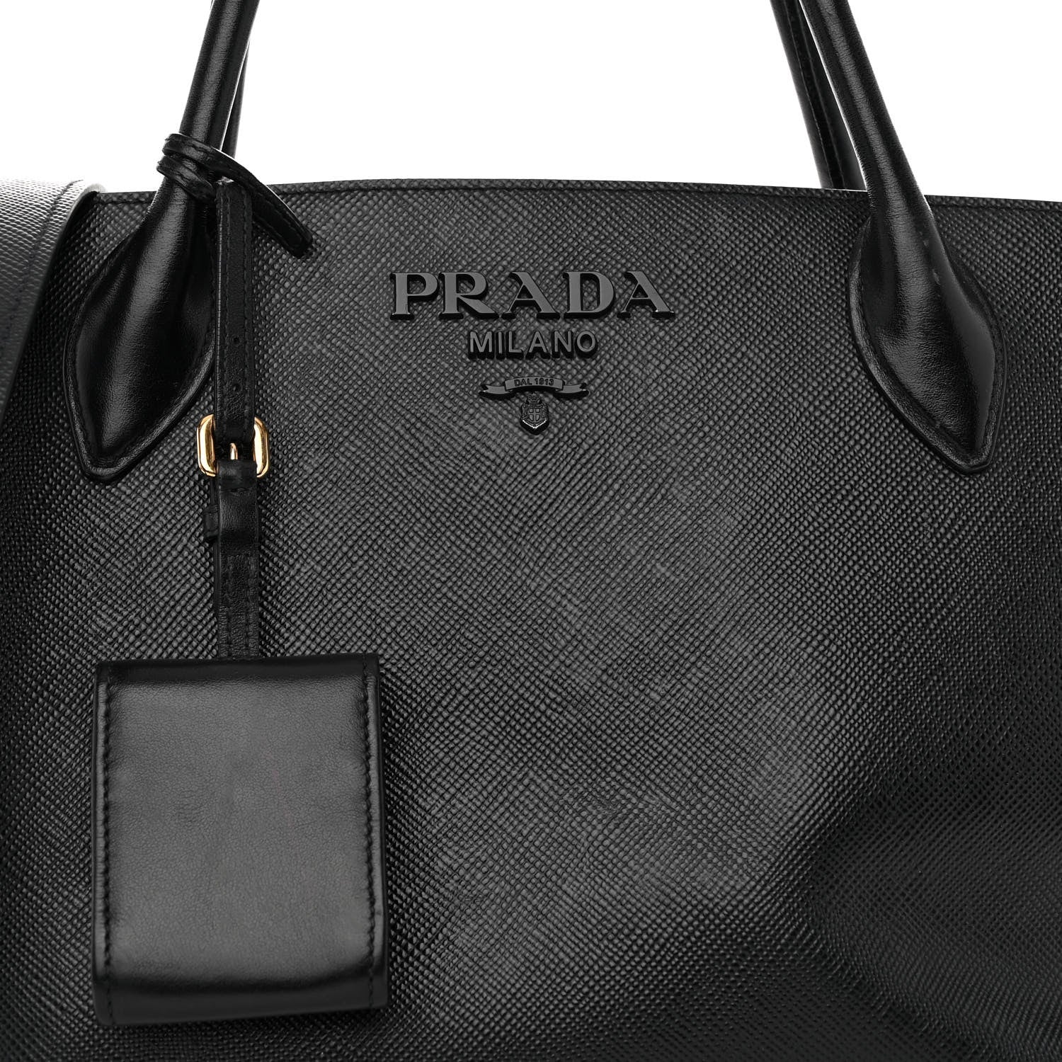 Prada Saffiano Cuir Calfskin Medium Monochrome Top Handle Tote Black 7 of 12