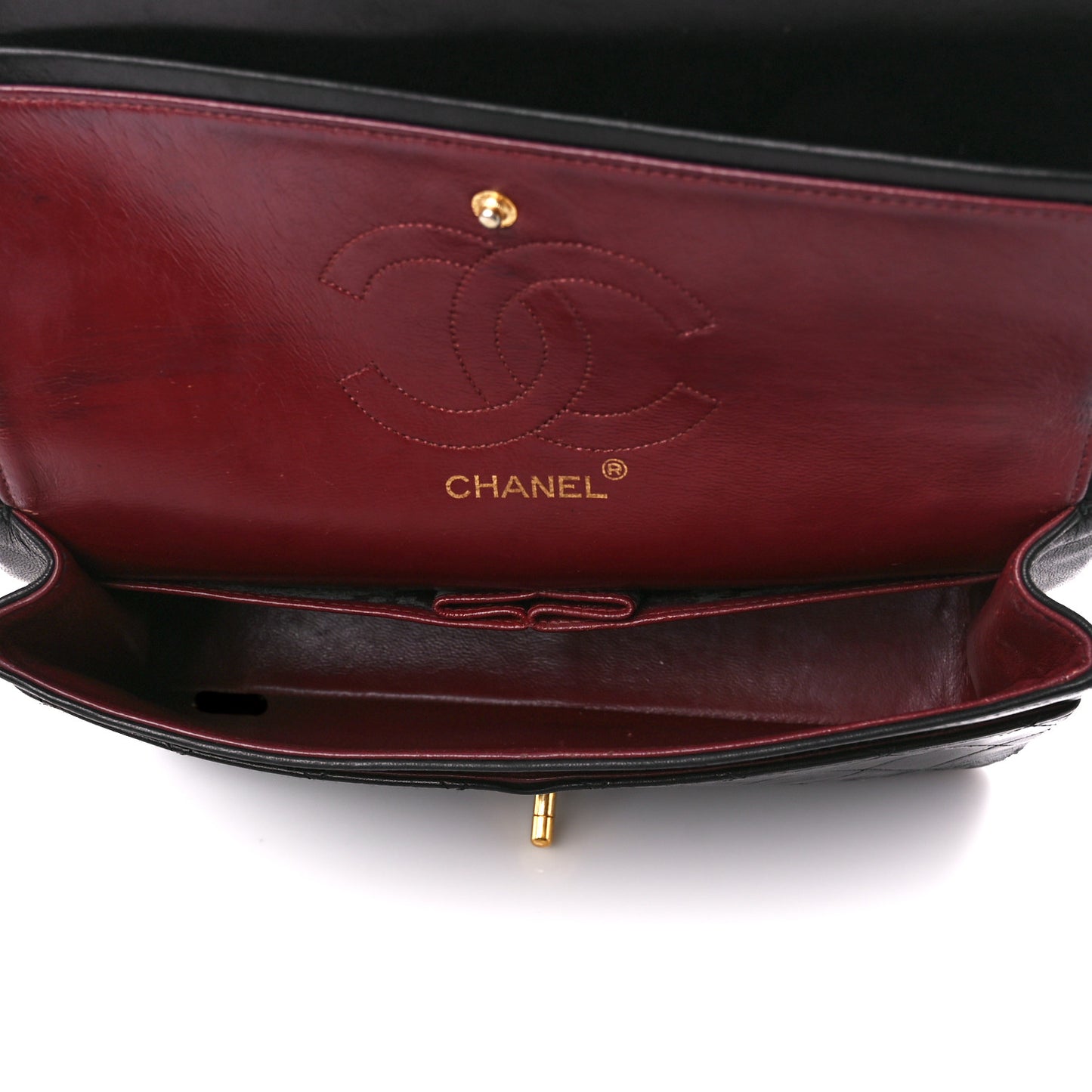 Lambskin Quilted Medium Double Flap Black