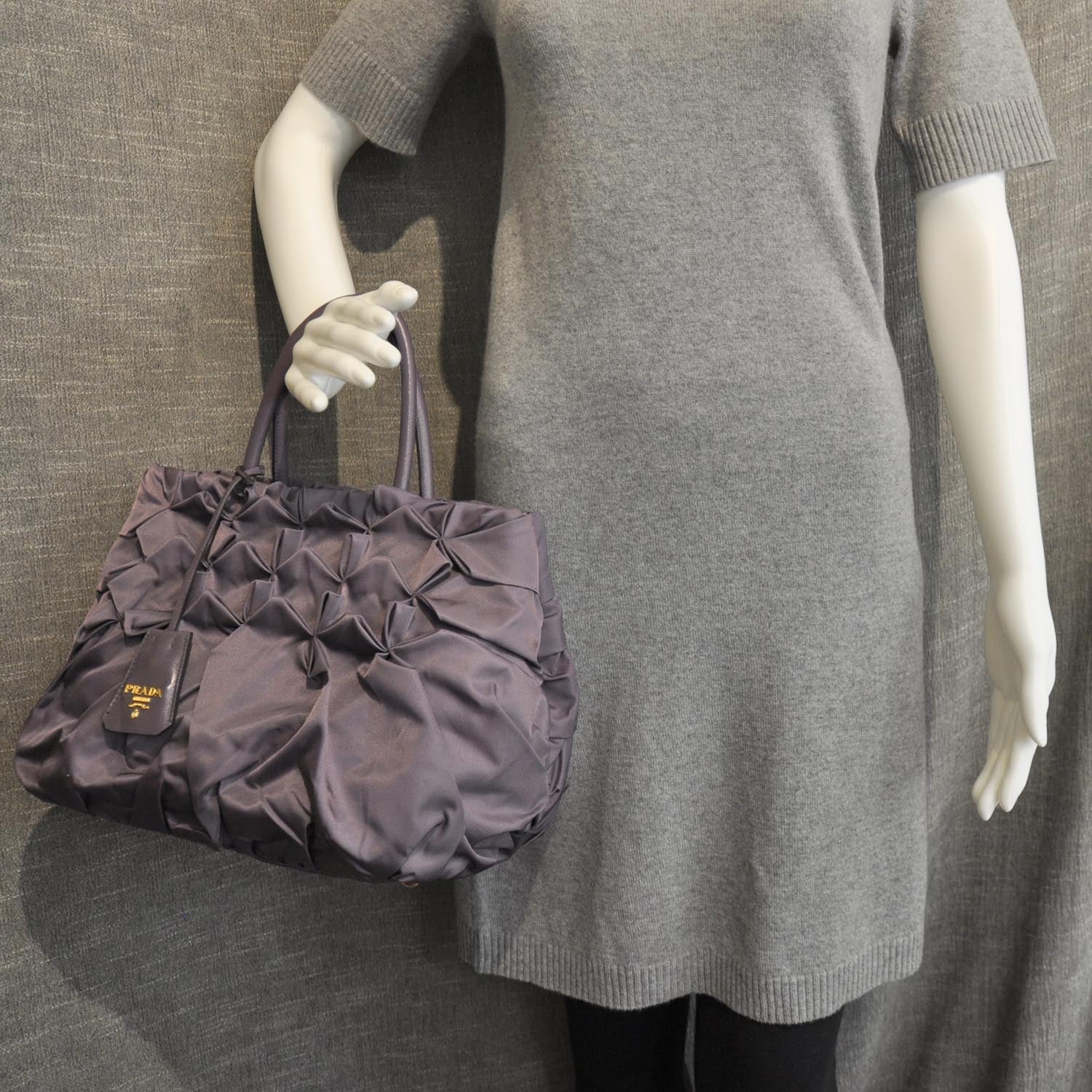 Prada Tessuto Nylon Pleated Handbag Mirtillo 3 of 11