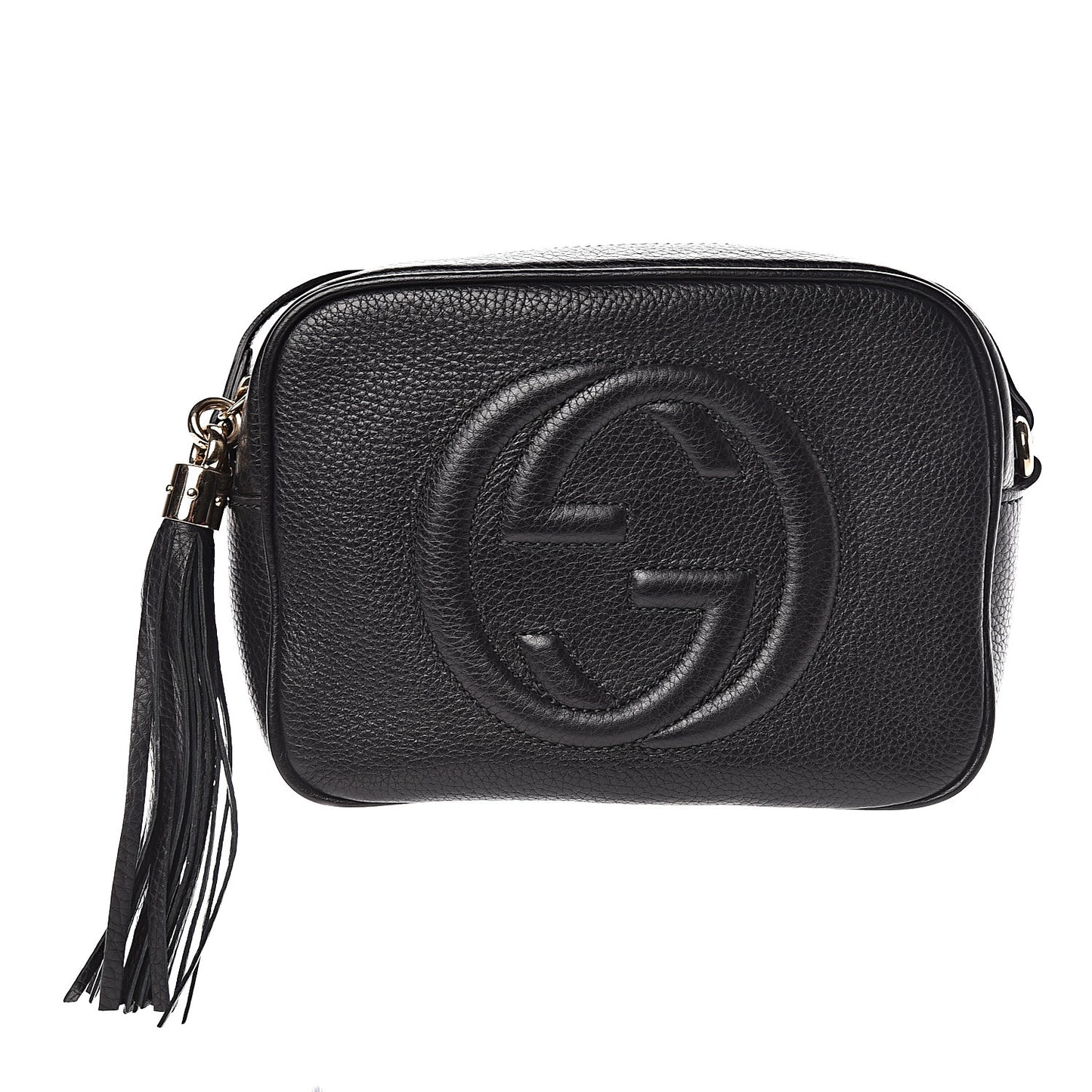 Pebbled Calfskin Small Soho Disco Bag Black