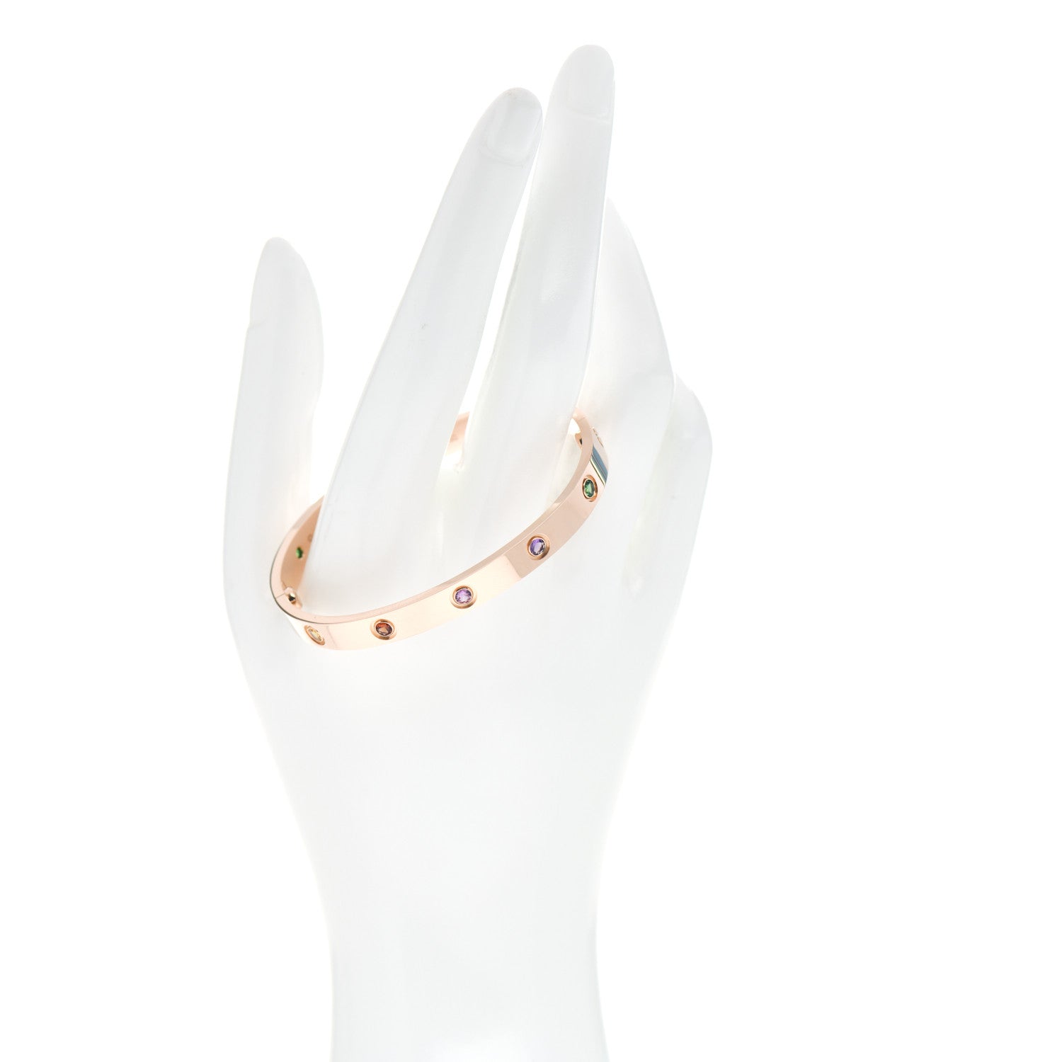Cartier 18K Pink Gold Sapphire Garnet Amethyst LOVE Bracelet 17 2 of 5