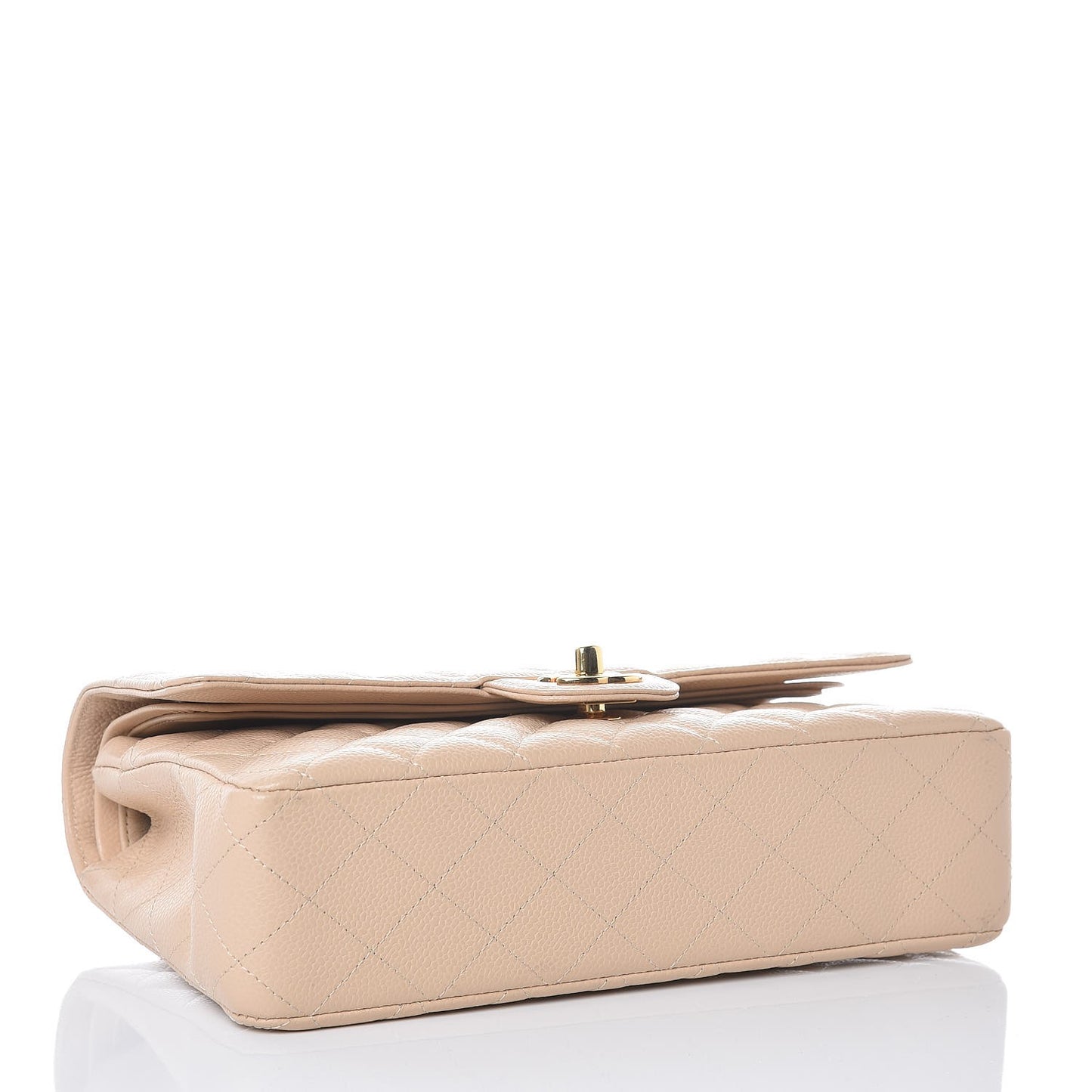 Caviar Quilted Medium Double Flap Beige Clair