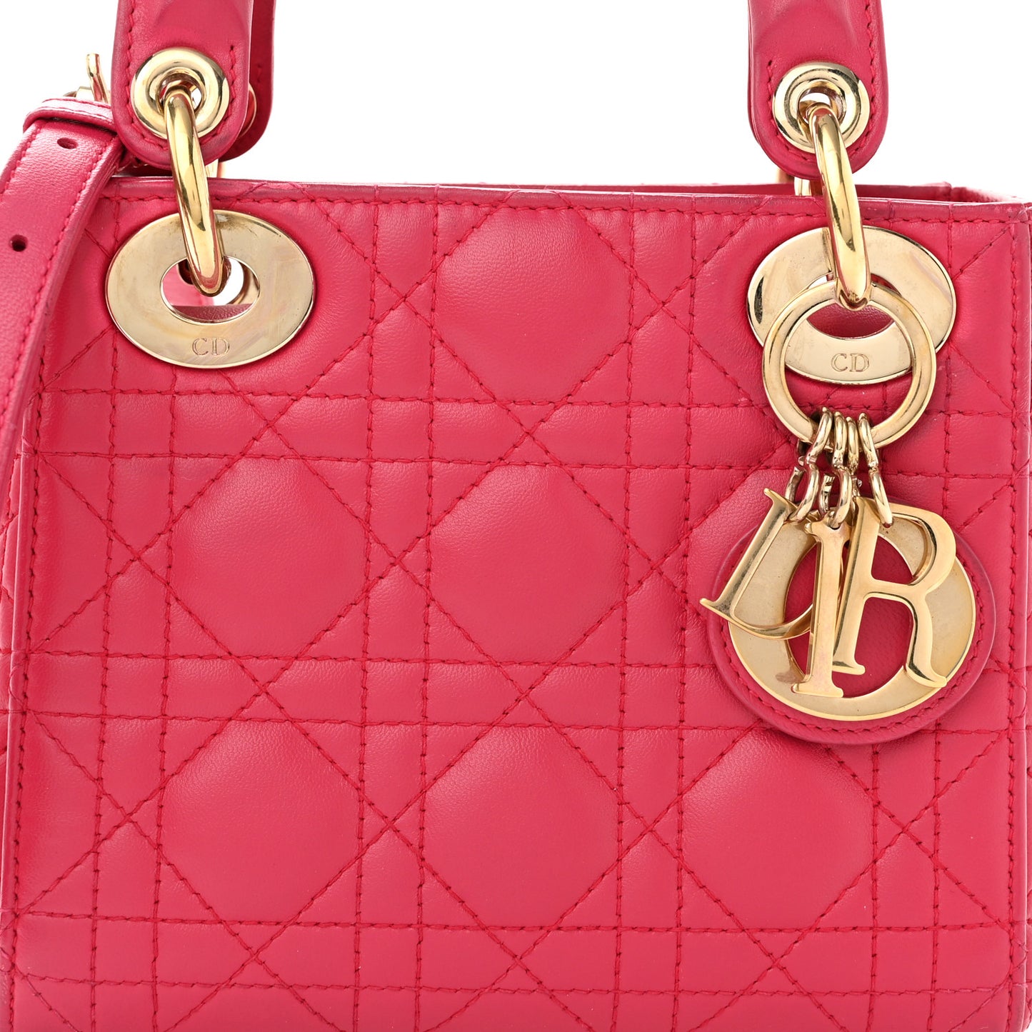 Lambskin Cannage Mini Lady Dior Fuchsia