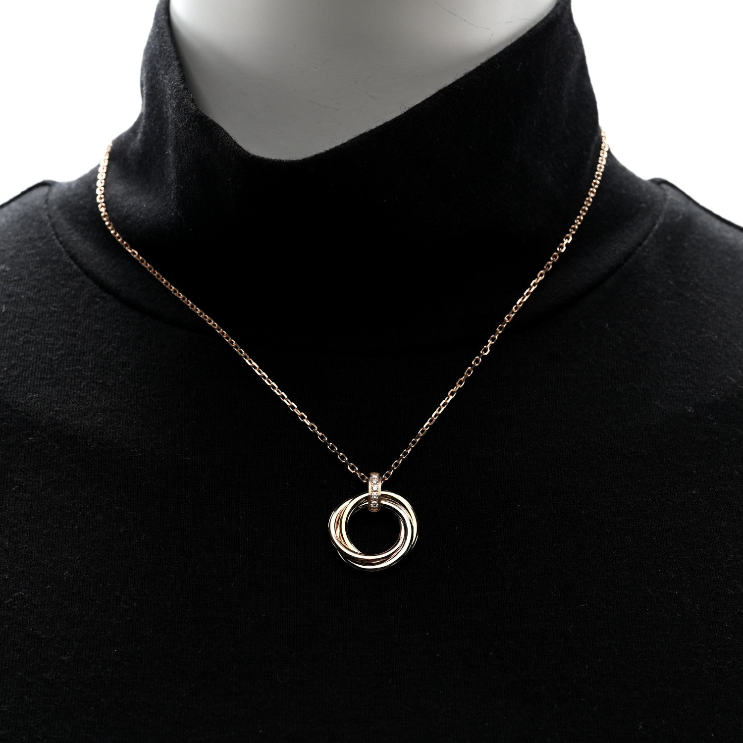 Cartier 18K Pink White Yellow Gold Diamond Trinity Pendant Necklace 2 of 5