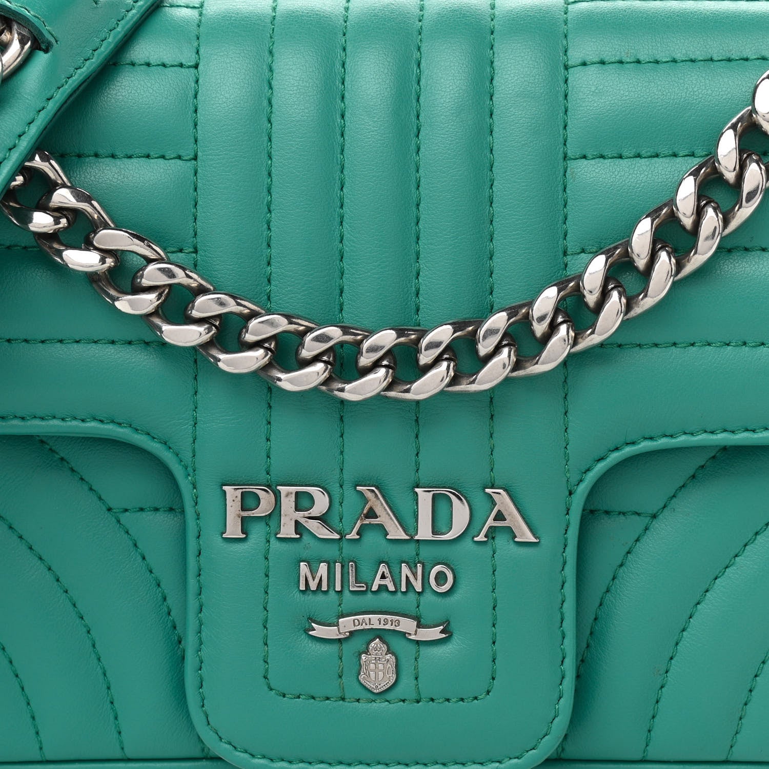 Prada Soft Calfskin Impunture Diagramme Small Chain Flap Shoulder Bag Giada 8 of 11
