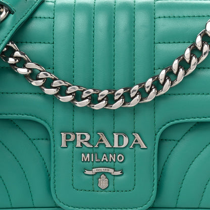 Prada Soft Calfskin Impunture Diagramme Small Chain Flap Shoulder Bag Giada 8 of 11