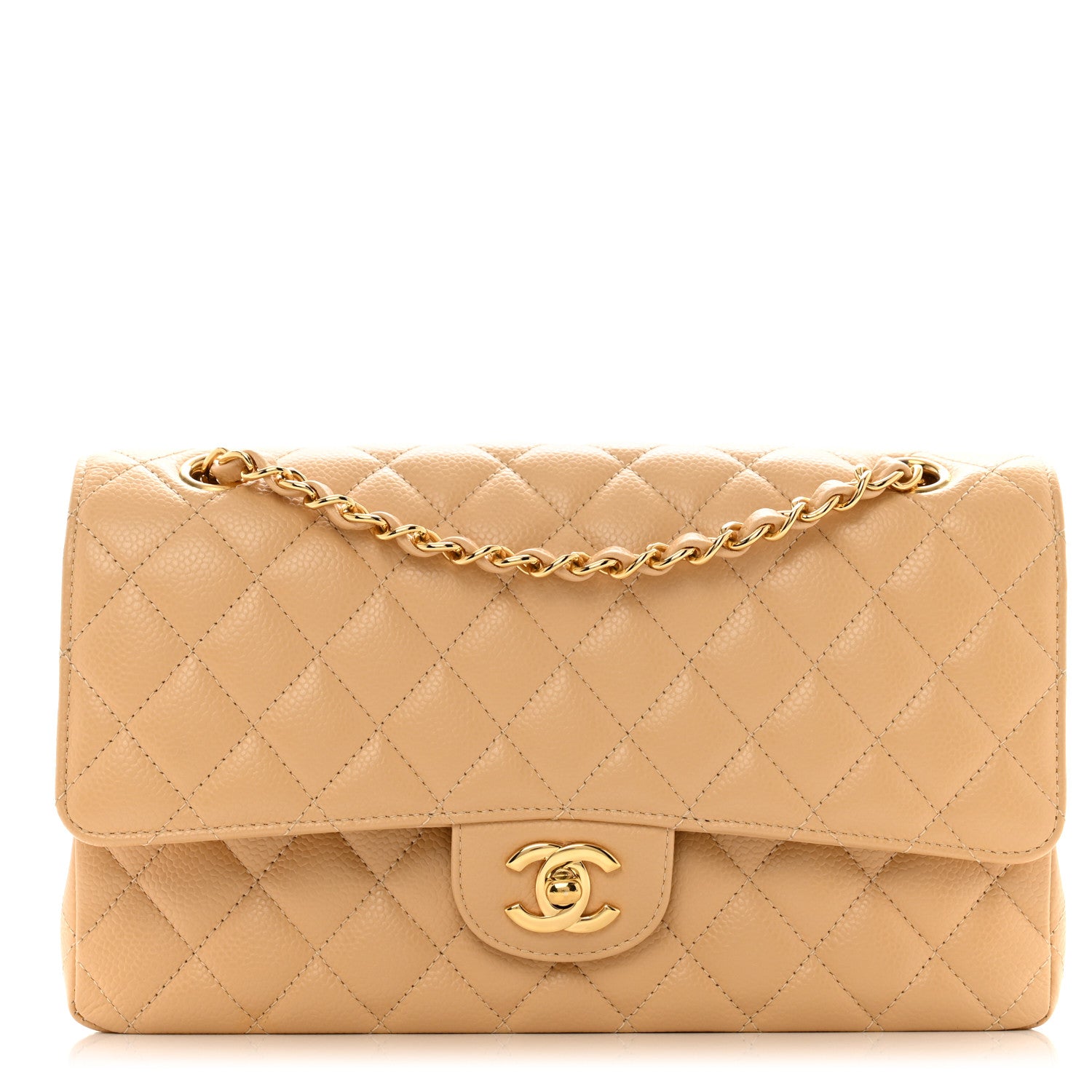 Chanel Caviar Quilted Medium Double Flap Beige 1 of 12