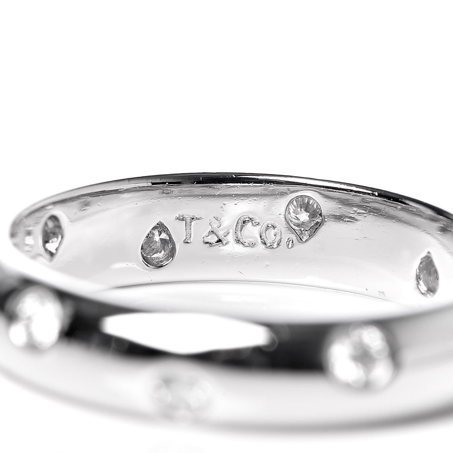Tiffany Platinum Diamond 4mm Etoile Band Ring 51 5.75 5 of 5