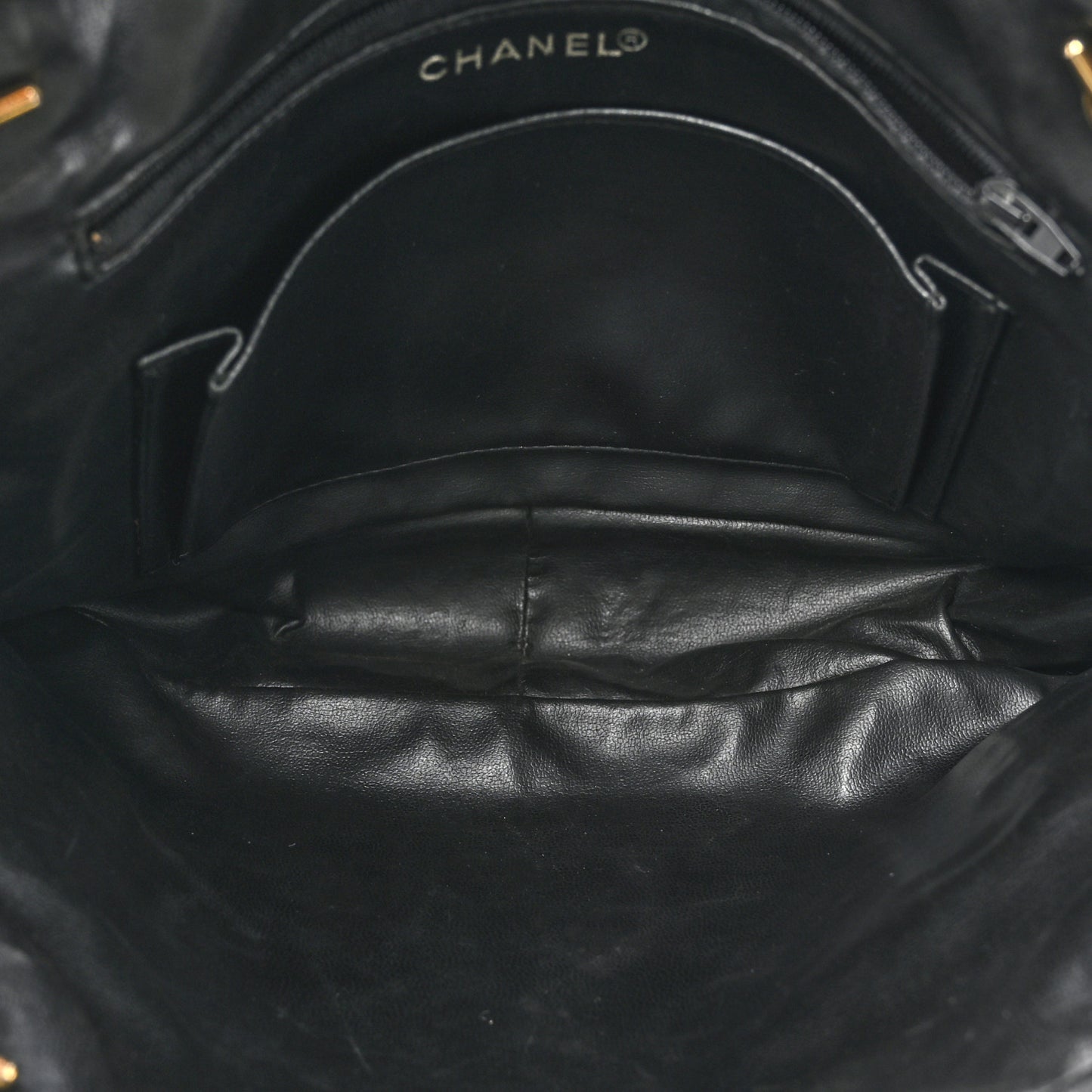 Lambskin Surpique Chevron Small Tote Black