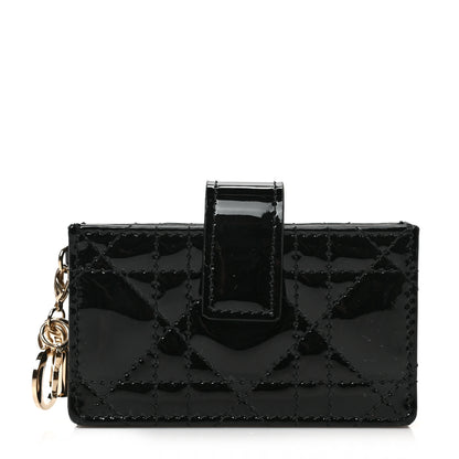 Christian Dior Patent Cannage Lady Dior 5-Gusset Card Holder Black 1 of 6