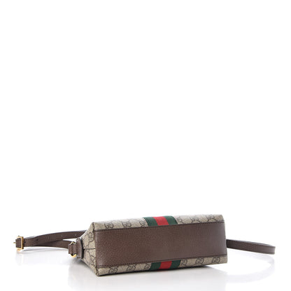 Gucci GG Supreme Monogram Textured Dollar Calfskin Web Small Ophidia Dome Shoulder Bag Beige Ebony New Acero 4 of 9